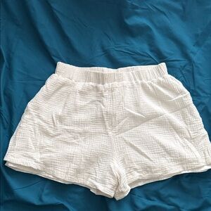 White linen shorts
